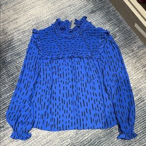 Rebecca Minkoff Royal Blue Patterned Blouse
